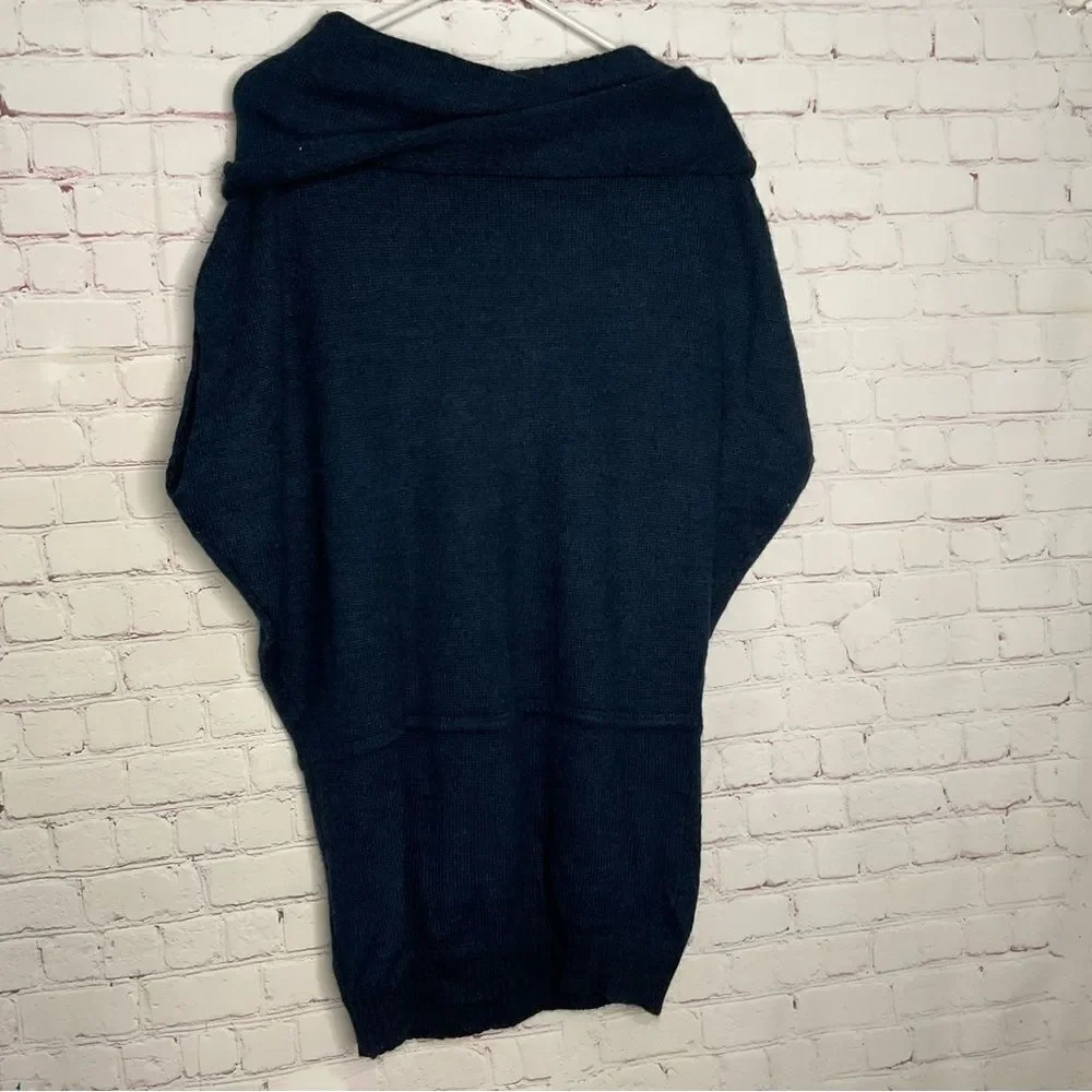 Chiaramente Women’s Sweater Tunic Dress Alpaca Mohair Wool Cowl Neck Teal Size M - Picture 11 of 12